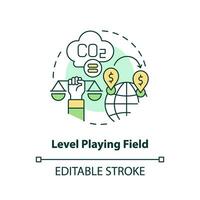 Editable level playing field concept, isolated vector, thin line icon representing carbon border adjustment. vector