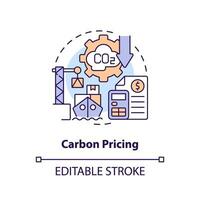 Editable carbon pricing concept, isolated vector, thin line icon representing carbon border adjustment. vector