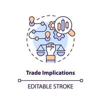 Editable trade implications concept, isolated vector, thin line icon representing carbon border adjustment. vector