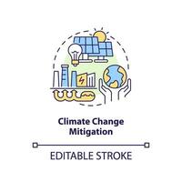 Editable climate change mitigation concept, isolated vector, thin line icon representing carbon border adjustment. vector