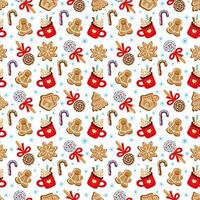 Pattern of traditional Christmas desserts. Vector illustration photo