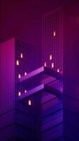 Urban building at night, modular building,3d rendering. video