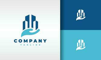 hand palm city building logo vector