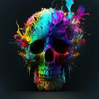 Creepy Floral skull for Halloween and day of the dead design photo