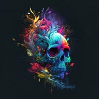 Creepy Floral skull for Halloween and day of the dead design photo