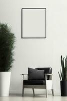 Mockup of black frame in home interior photo