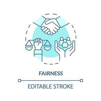 Fairness blue concept icon. Equality for everybody. Law and justice idea abstract idea thin line illustration. Isolated outline drawing. Editable stroke vector