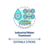 Industrial water treatment concept icon. Purification station. Aqua treatment abstract idea thin line illustration. Isolated outline drawing. Editable stroke vector