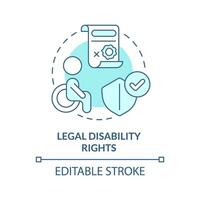 Legal disability rights blue concept icon. Discrimination prohibition. Legal issue abstract idea thin line illustration. Isolated outline drawing. Editable stroke vector