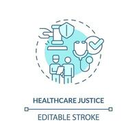 Healthcare justice blue concept icon. Medical service access. Social justice example abstract idea thin line illustration. Isolated outline drawing. Editable stroke vector