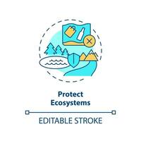 Protect ecosystems concept icon. Restore natural areas. Clean water and sanitation abstract idea thin line illustration. Isolated outline drawing. Editable stroke vector