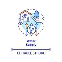 Water supply concept icon. Provision system. Liquid sources management abstract idea thin line illustration. Isolated outline drawing. Editable stroke vector