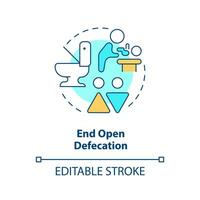 End open defecation concept icon. Access to hygiene. Clean water and sanitation abstract idea thin line illustration. Isolated outline drawing. Editable stroke vector