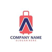 Letter A with Suitcase logo design vector. Initial A with Suitcase logo design template concept vector