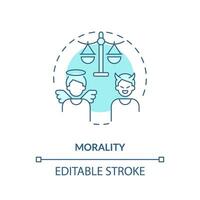Morality blue concept icon. Differentiation of proper and improper. Law, justice idea abstract idea thin line illustration. Isolated outline drawing. Editable stroke vector