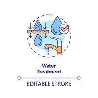 Water treatment concept icon. Quality improvement. Liquid sources management abstract idea thin line illustration. Isolated outline drawing. Editable stroke vector