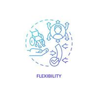 Flexibility blue gradient concept icon. Equal access. Diverse people. Inclusive workplace. Continuous improvement. Quick change abstract idea thin line illustration. Isolated outline drawing vector