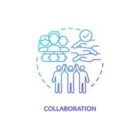 Collaboration blue gradient concept icon. Community change. Share ideas. Effective solution. Collective action. Team spirit abstract idea thin line illustration. Isolated outline drawing vector