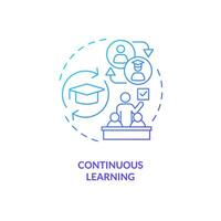 Continuous learning blue gradient concept icon. Self development. Unconscious bias. Cultural competence. Diversity education abstract idea thin line illustration. Isolated outline drawing vector