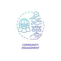 Community engagement blue gradient concept icon. Sense of belonging. People interaction. Social justice. Community building abstract idea thin line illustration. Isolated outline drawing vector