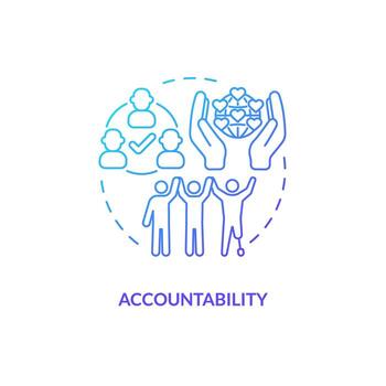 Accountability blue gradient concept icon. Diversity and inclusion. Equal opportunity. Society change. Taking responsibility abstract idea thin line illustration. Isolated outline drawing vector