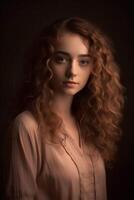 portrait of a European woman in simple rustic clothes on a field background, , natural photo, soft light, art photo