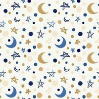 Seamless festive backdrop with moon, stars and doodles photo