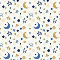 Seamless festive backdrop with moon, stars and doodles photo