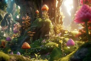 Enchanting Magic Realism 3D Render Background generative AI photo