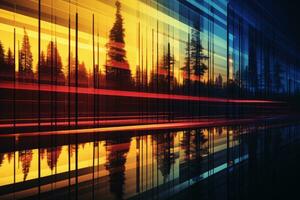 a colorful abstract image of trees and a forest generative ai photo