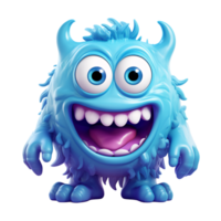 ai generative funny colored cartoon monster with a homogen transparent isolated background png