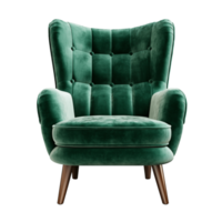 Ai Generative green accent chair, armchair isolated on transparent background png