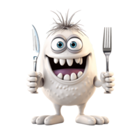 ai generative funny colored cartoon monster with a homogen transparent isolated background png
