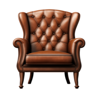 Ai Generative brown accent chair, armchair isolated on transparent background png