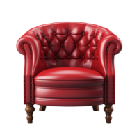 Ai Generative red accent chair, armchair isolated on transparent background png