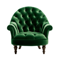 Ai Generative green accent chair, armchair isolated on transparent background png