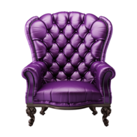 Ai Generative purple accent chair, armchair isolated on transparent background png