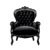 Ai Generative dark grey accent chair, armchair isolated on transparent background png