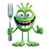 ai generative funny colored cartoon monster with a homogen transparent isolated background png