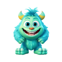 ai generative funny colored cartoon monster with a homogen transparent isolated background png