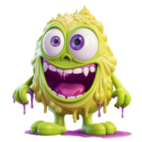 ai generative funny colored cartoon monster with a homogen transparent isolated background png