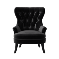 Ai Generative dark grey accent chair, armchair isolated on transparent background png