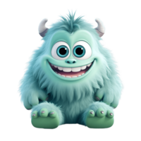 ai generative funny colored cartoon monster with a homogen transparent isolated background png