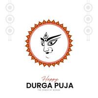 diosa maa Durga cara en contento Durga puya, dussehra, y navratri celebracion concepto para web bandera, póster, social medios de comunicación correo, y volantes publicidad vector