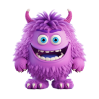 ai generative funny colored cartoon monster with a homogen transparent isolated background png