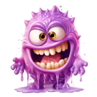 ai generative funny colored cartoon monster with a homogen transparent isolated background png