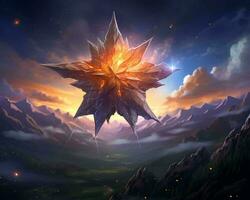 an image of a star in the sky with mountains in the background generative ai photo