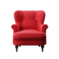 Ai Generative red accent chair, armchair isolated on transparent background png