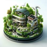 isometric architecture eco sustainable environment generative AI. photo