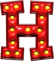 Shiny Red 3D Uppercase Letter H png